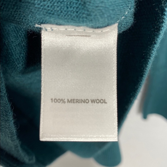 Halogen 100% Merino Wool Dark Green V-Neck Cardigan Sweater size large - Picture 9 of 12